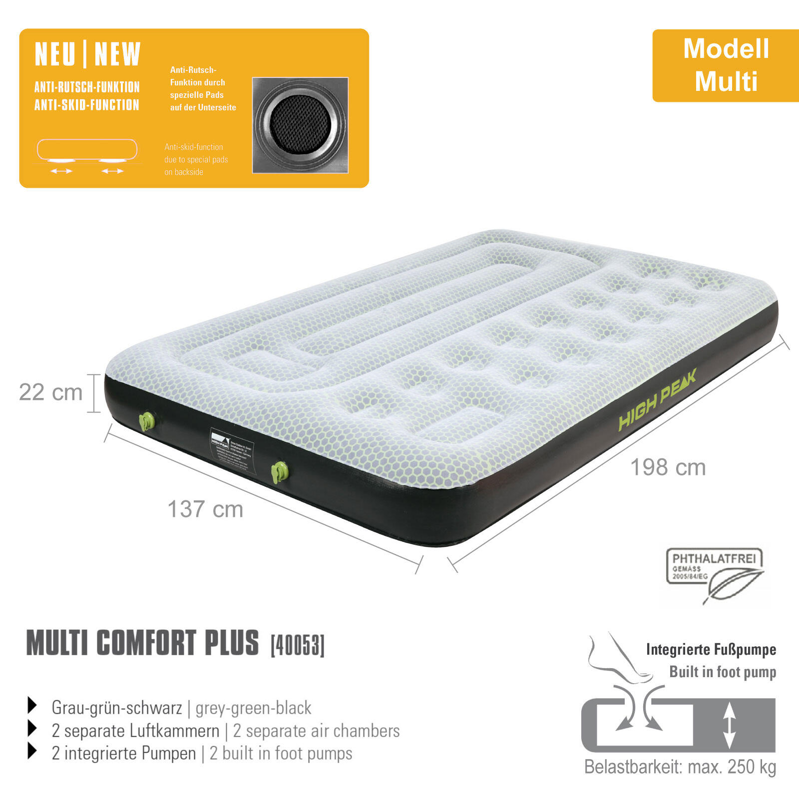 Letto d'aria Comfort Plus Materassoda Campeggio Materassino dormire Multi 2/5