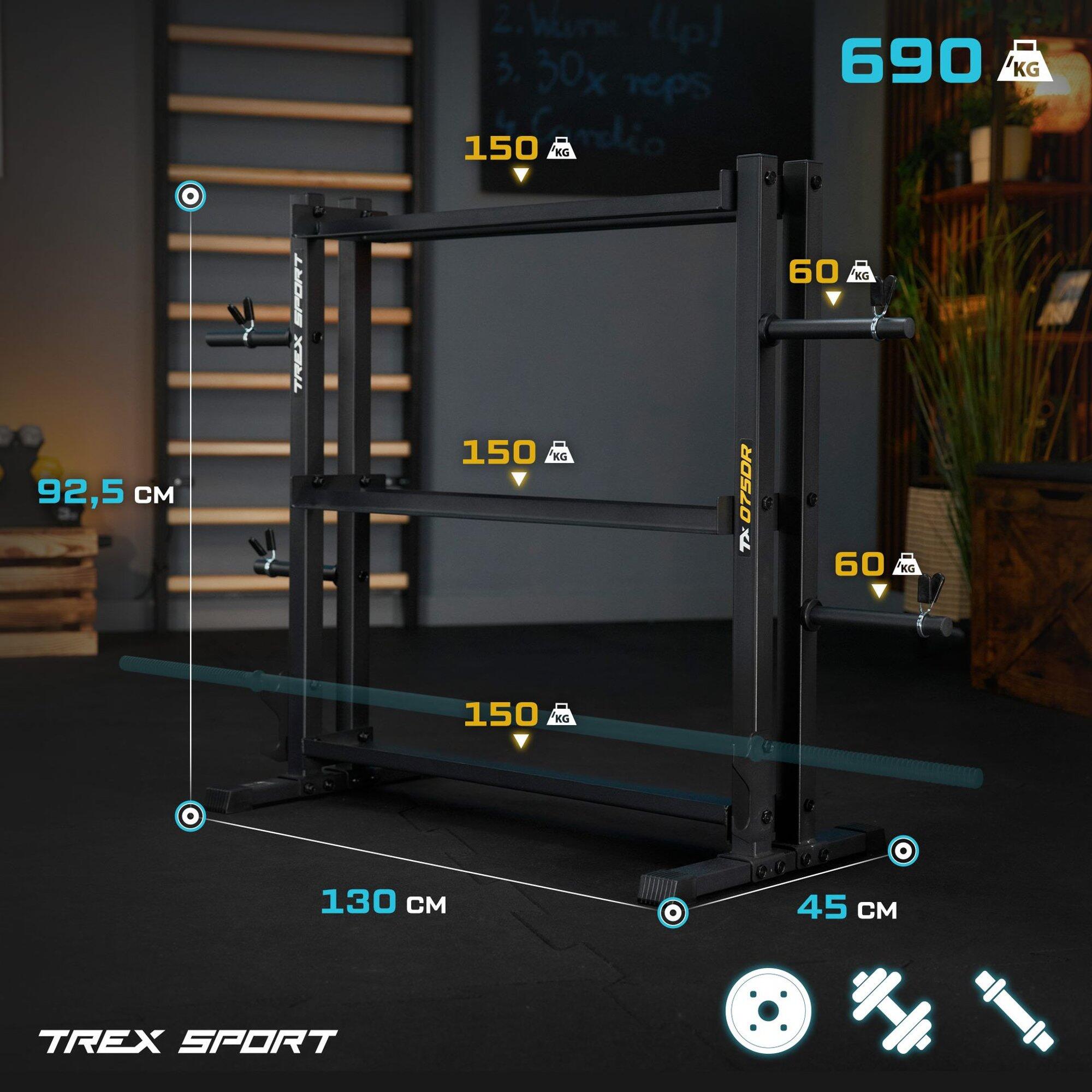Soporte para mancuernas discos y barras Trex Sport TX-075DR 690 kg 2/7