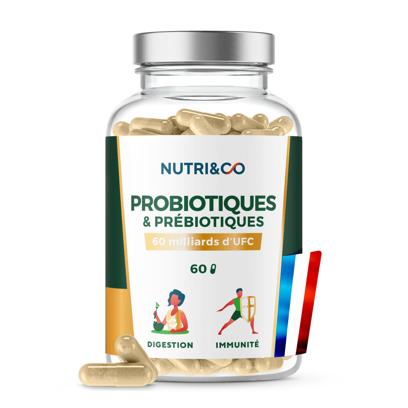 Nutri&co - Probiotiques & Prébiotiques - 60 Milliards D'Ufc - 60 Gélules - Probiotiques - 60 G - Decathlon