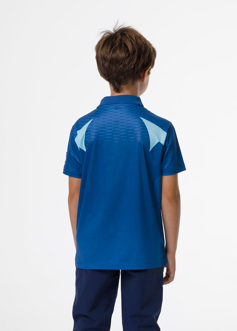 Blauwe golfpolo met lichtblauwe details voor jongens 2/5