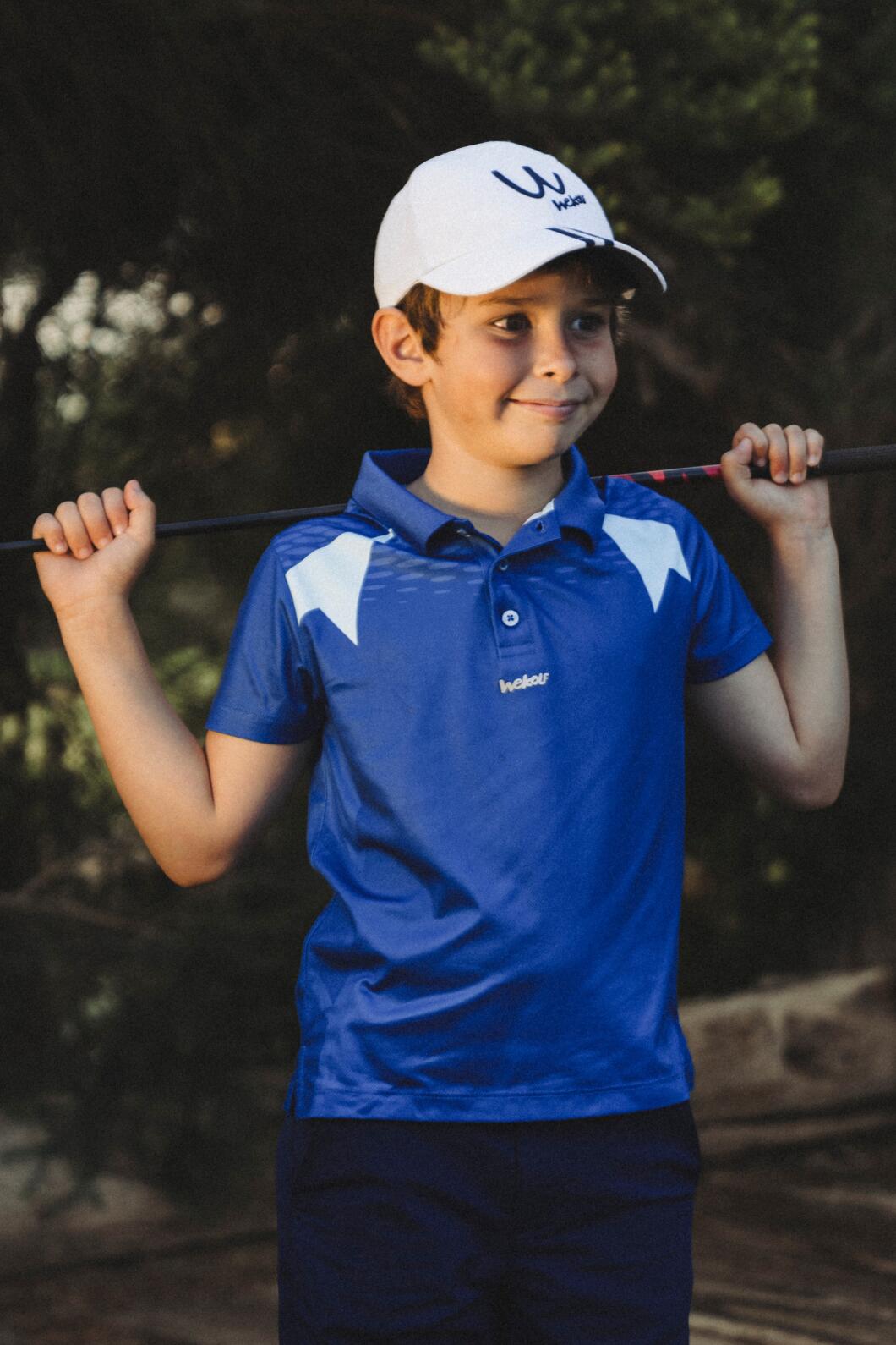 Blauwe golfpolo met lichtblauwe details voor jongens 4/5