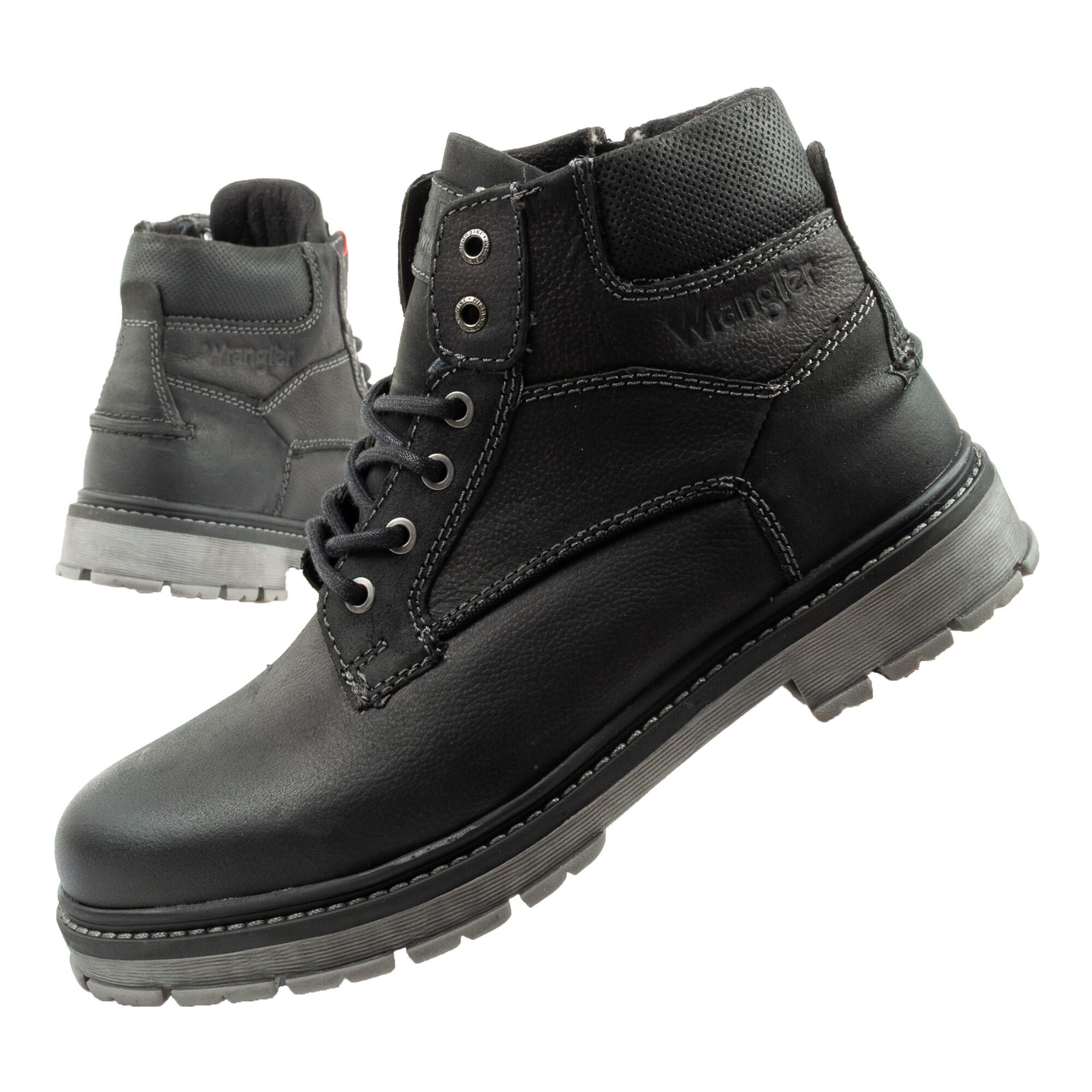Wrangler - Chaussures Pour Hommes Bottines Wrangler Allan Mid En Cuir - Bottines - Noir - Decathlon