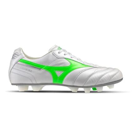 Buty piłkarskie męskie Mizuno Morelia II Elite Md white/neon green/galaxy silver