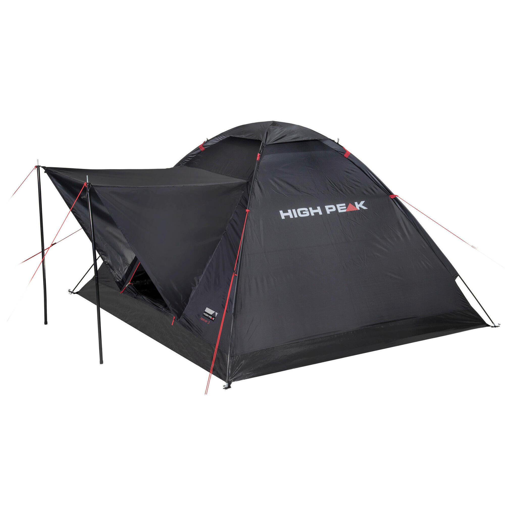 High Peak - High Peak Beaver 3, Avec Toit De Protection Contre Les Intempéries - Tente - Noir - 3 Places - Decathlon