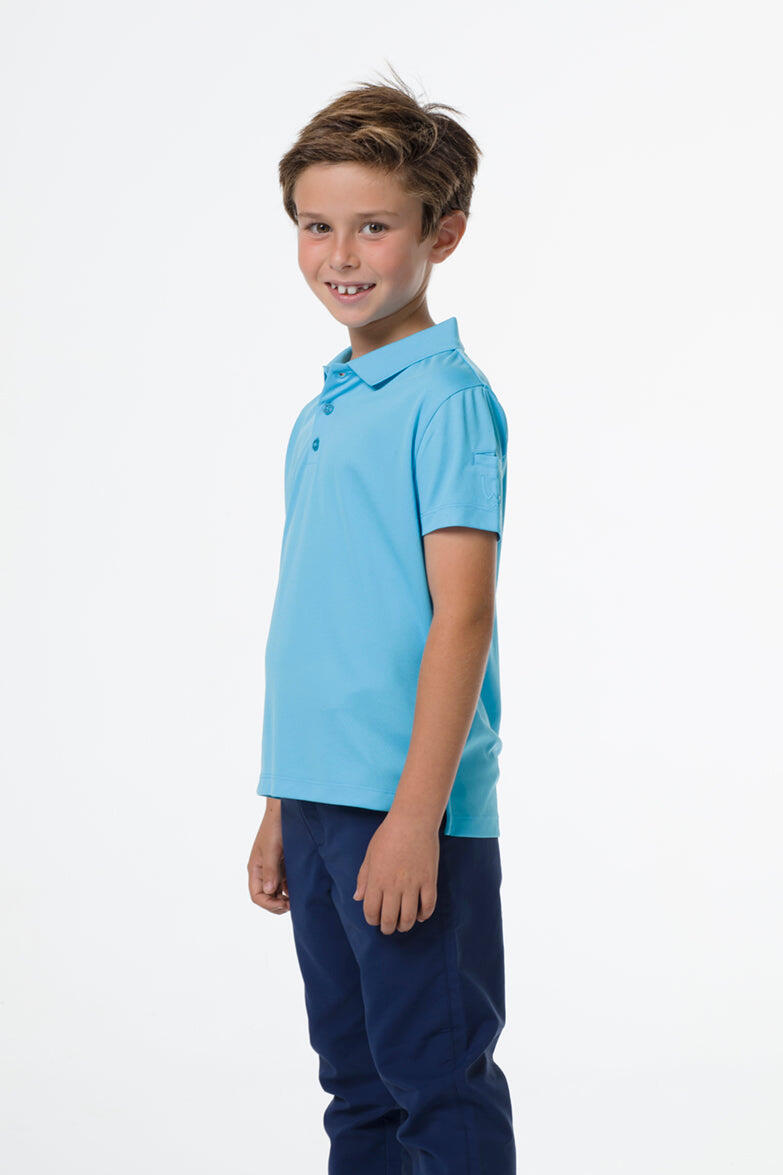 Polo de golf básico azul para niño 3/4