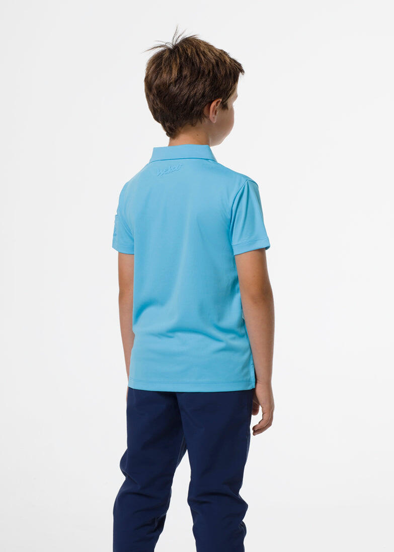 Polo de golf básico azul para niño 4/4