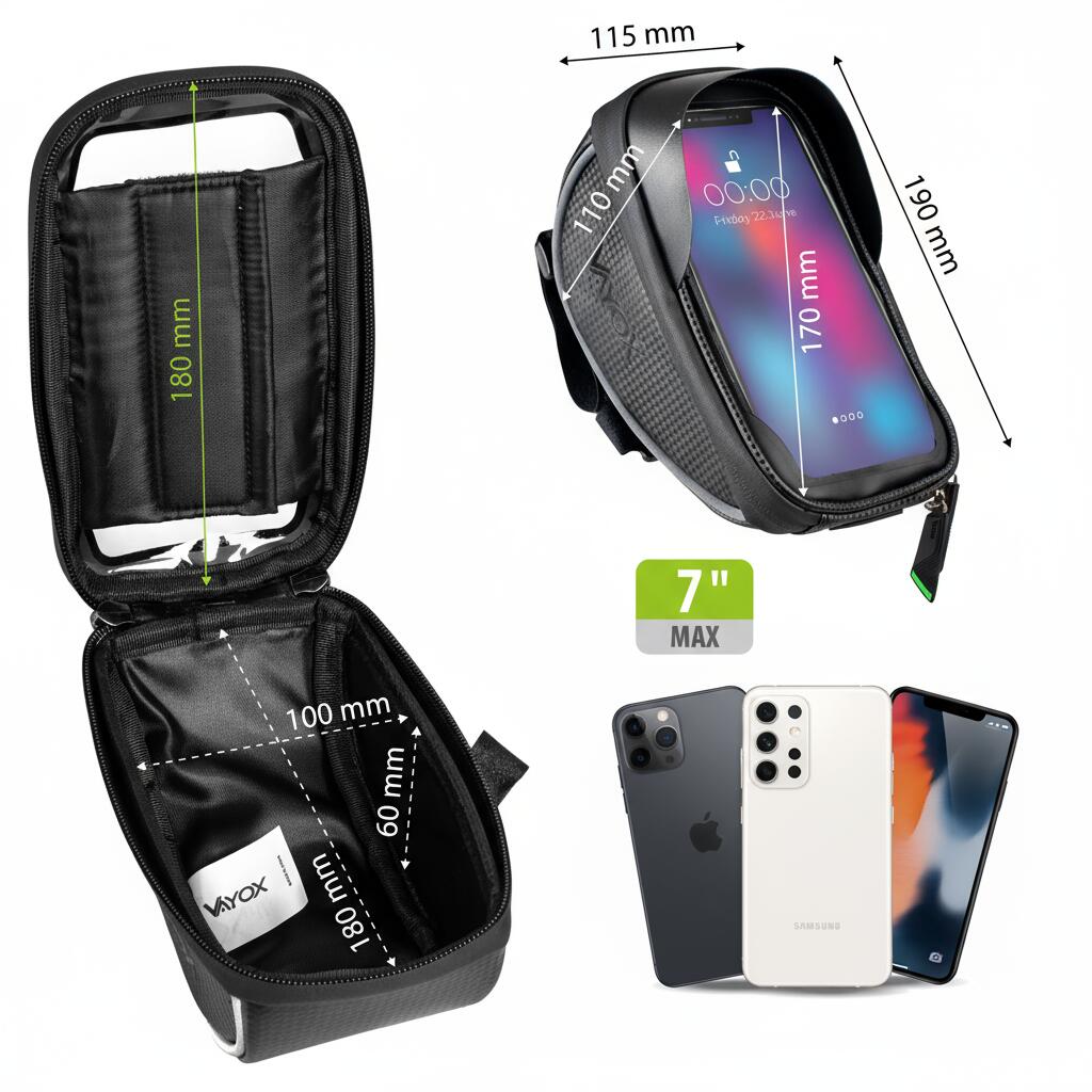 Fietstas voor stuur VAYOX VA0169 met telefoonhoesje. 5/7