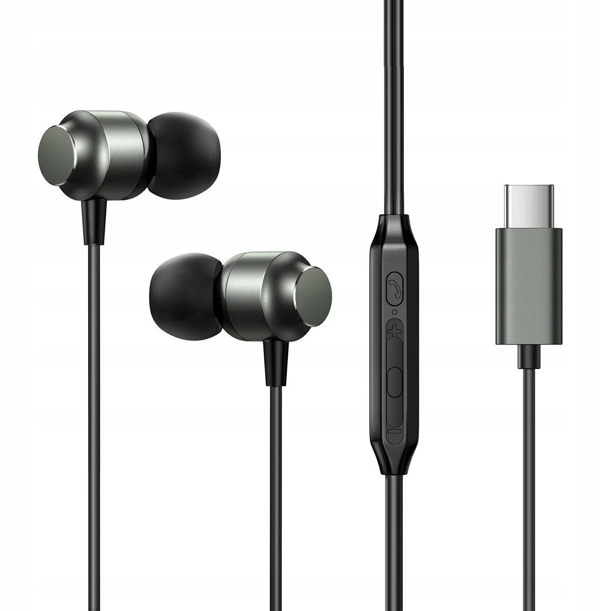 Joyroom słuchawki przewodowe douszne z pilotem usb-c metalowe 1/7