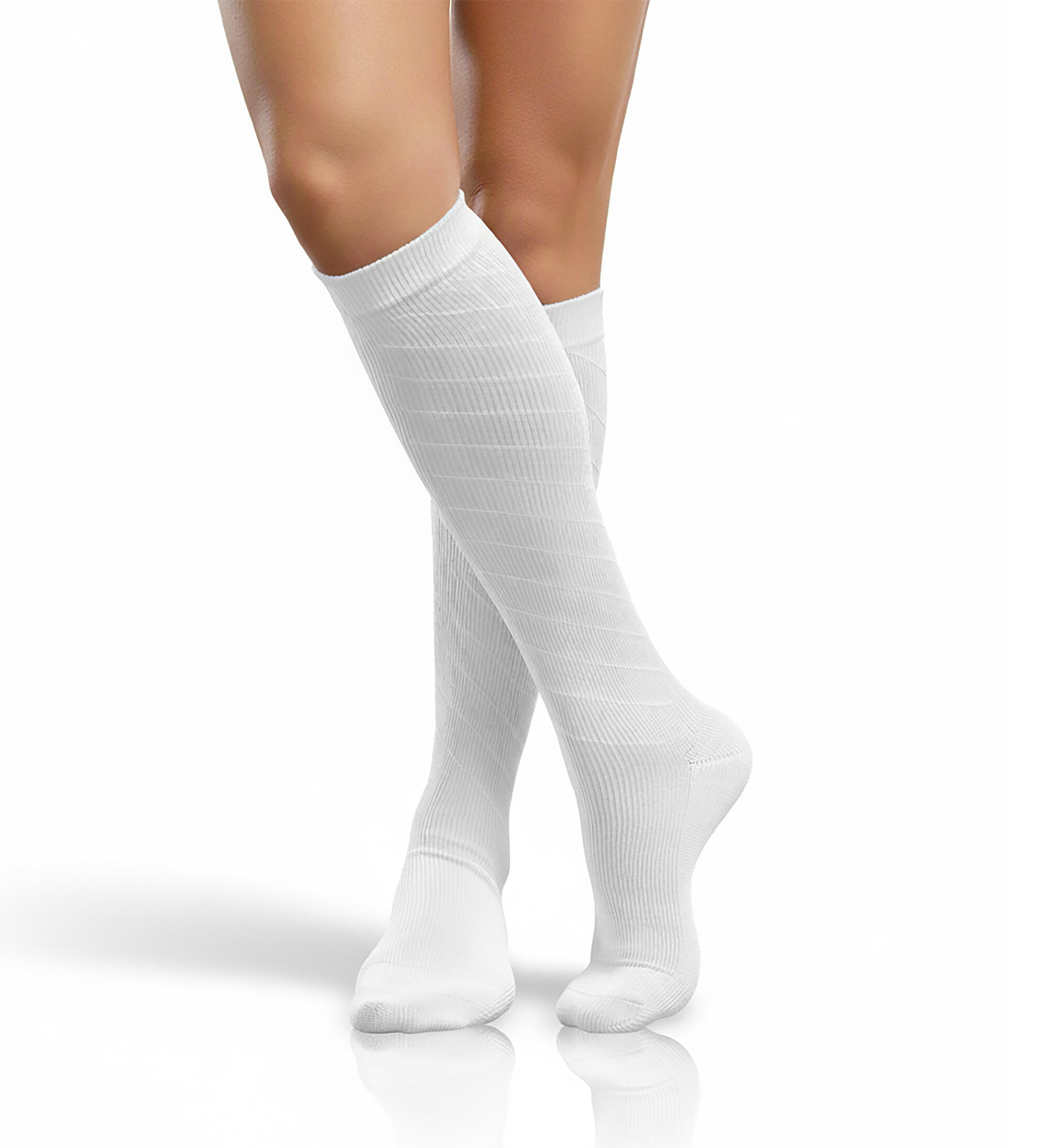 Chaussette de Compression Femme et Homme (20-30mmHg Classe 2) (Blanche, S-M) 3/8