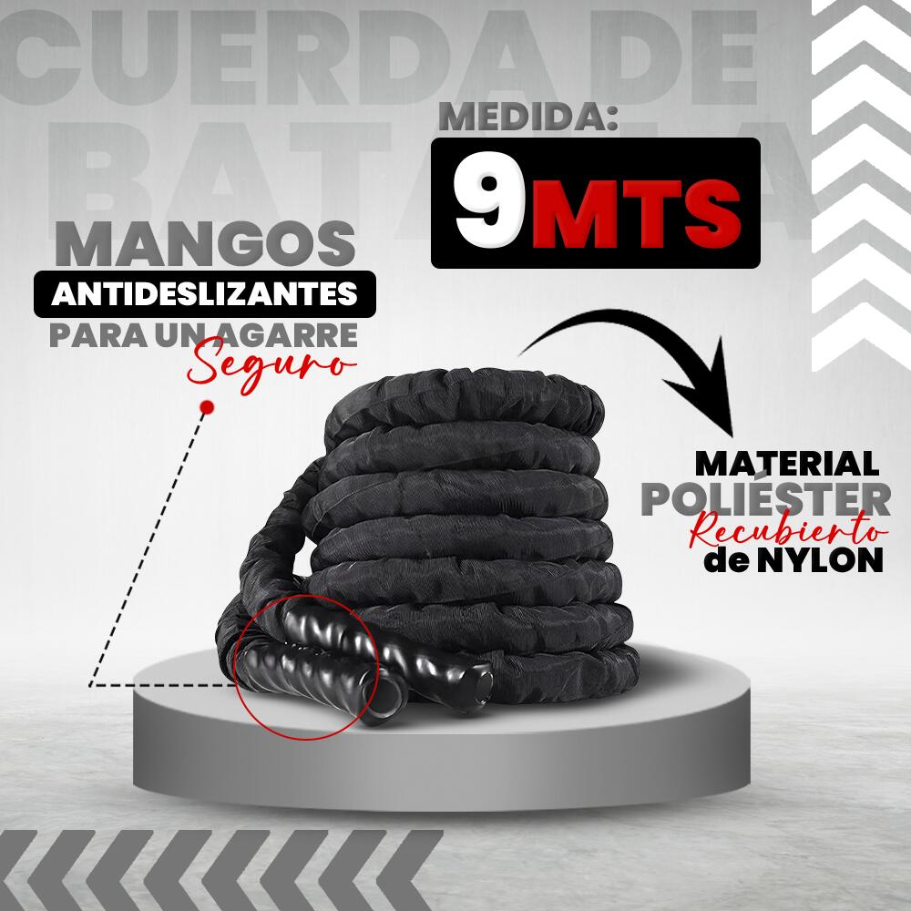 Battle Rope Cuerda de batalla 9m recubierta Viok Sport Negra 5/5