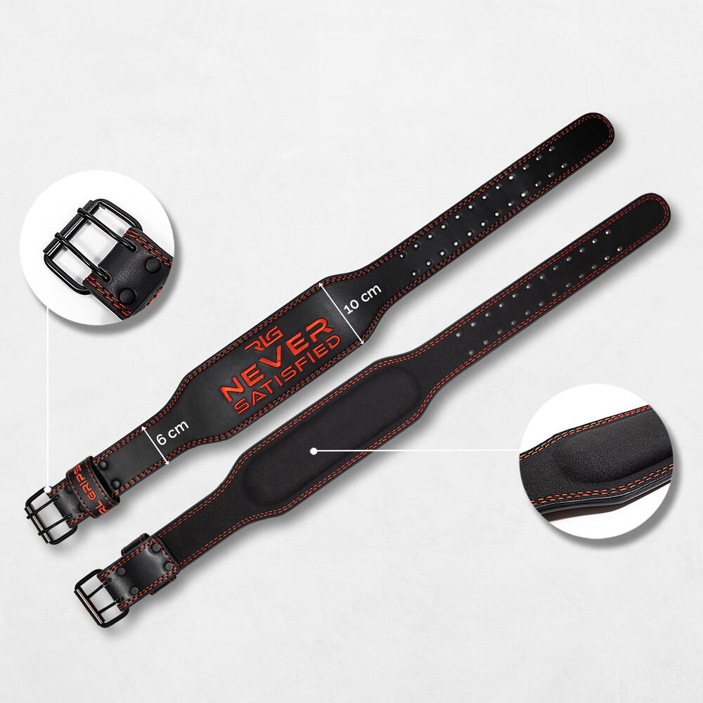 Cinto lombar de couro para treino em ginásio RL Grips Preto Tamanho L 5/7
