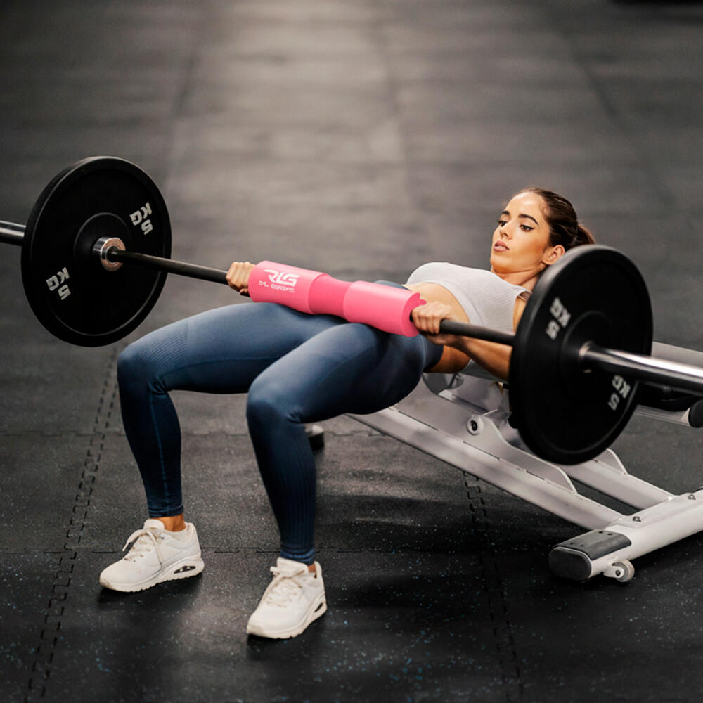 Pack Proteção Barra Hip Thrust Agachamentos + 2 Tornozeleiras Polia Glúteo Rosa 3/9