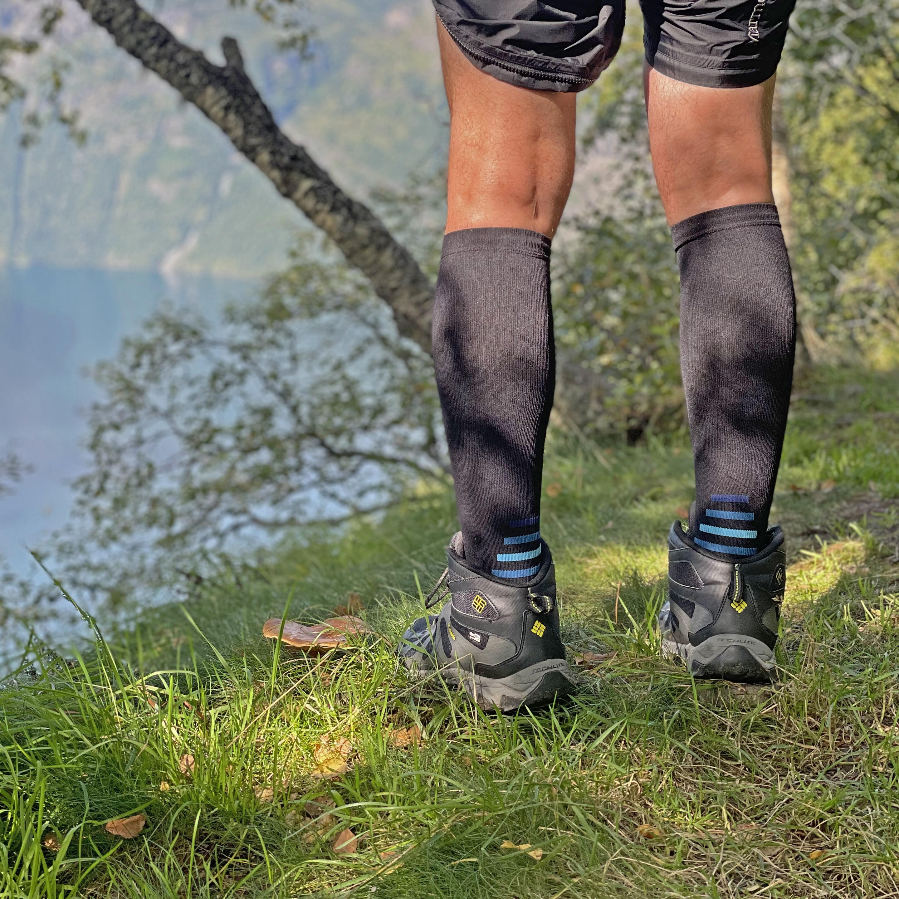 Chaussette de Compression Femme et Homme (20-30mmHg Classe 2) (Noir/Marine,L-XL) 5/9