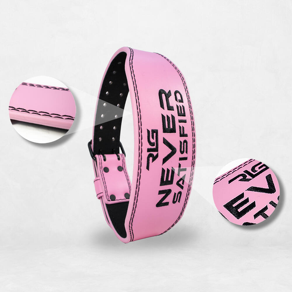 Cinto lombar de couro para treino em ginásio RL Grips Rosa Tamanho S 6/7