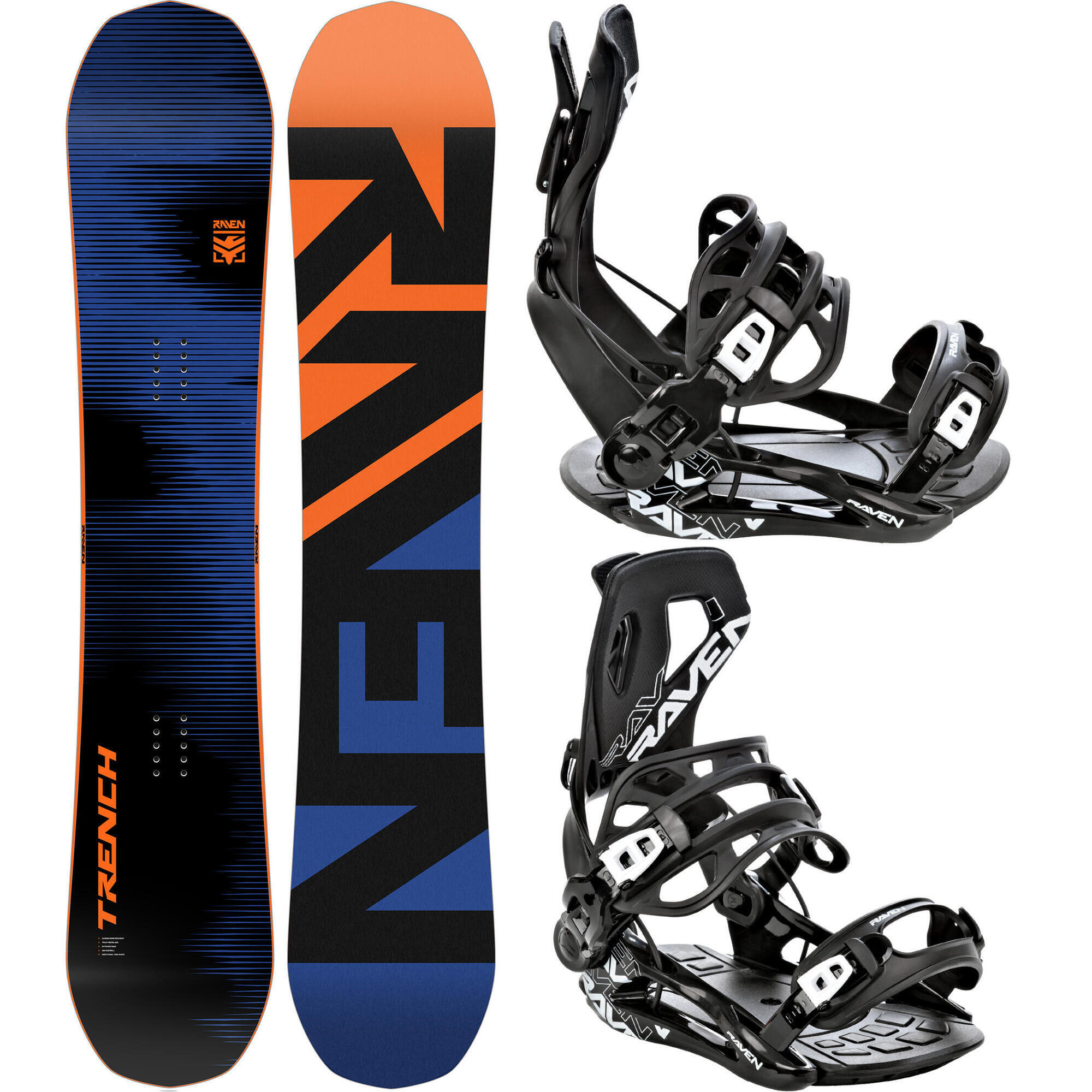 RAVEN Snowboard set Raven Trench Carbon + vázání Raven FT360