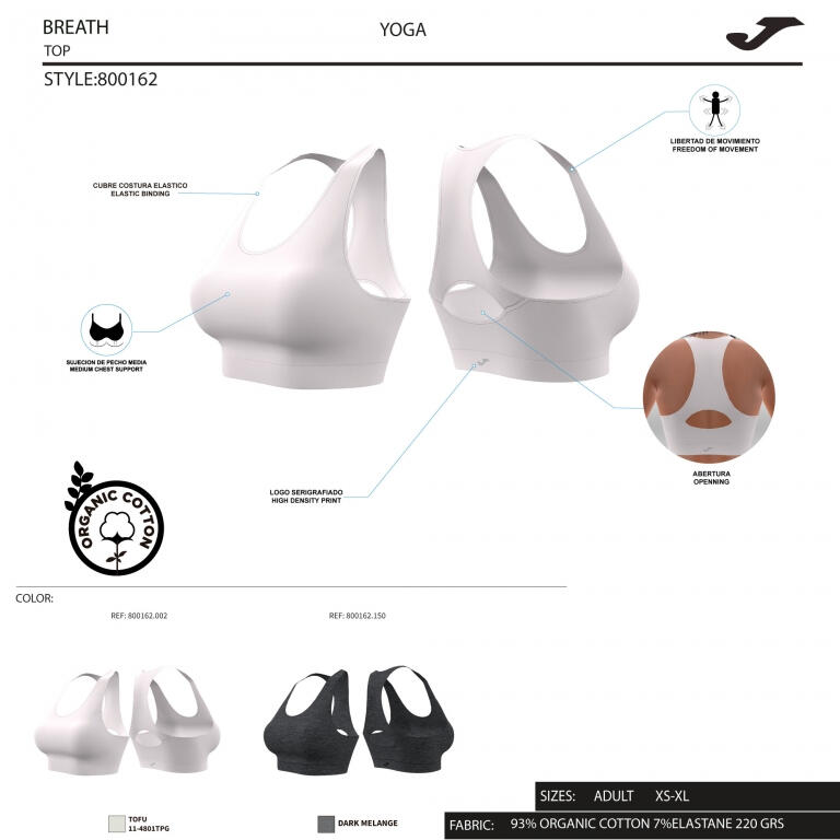 Bustiera femei Joma Organic Bra negru S