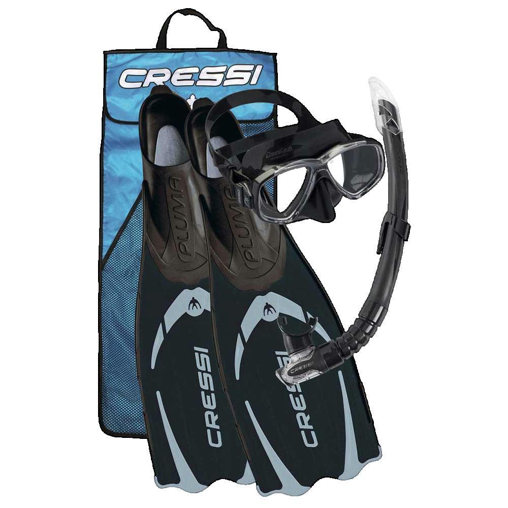 Cressi - Ensemble De Plongée Cressi Pluma Bag Masque + Tuba + Palmes - Kit De Snorkeling - Noir - 35/38 - Decathlon