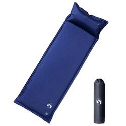 Matelas de Camping Auto-Gonflant Vidaxl avec Oreiller - Bleu Marine