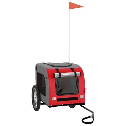 Remorque vélo vidaxl Confort rouge et gris pour animaux