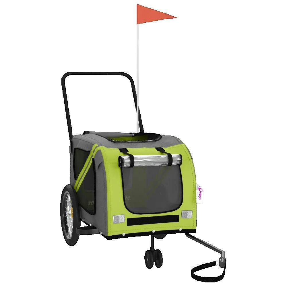 Remorque de vélo vidaXL pour animaux - cadre en fer, vert 3/4