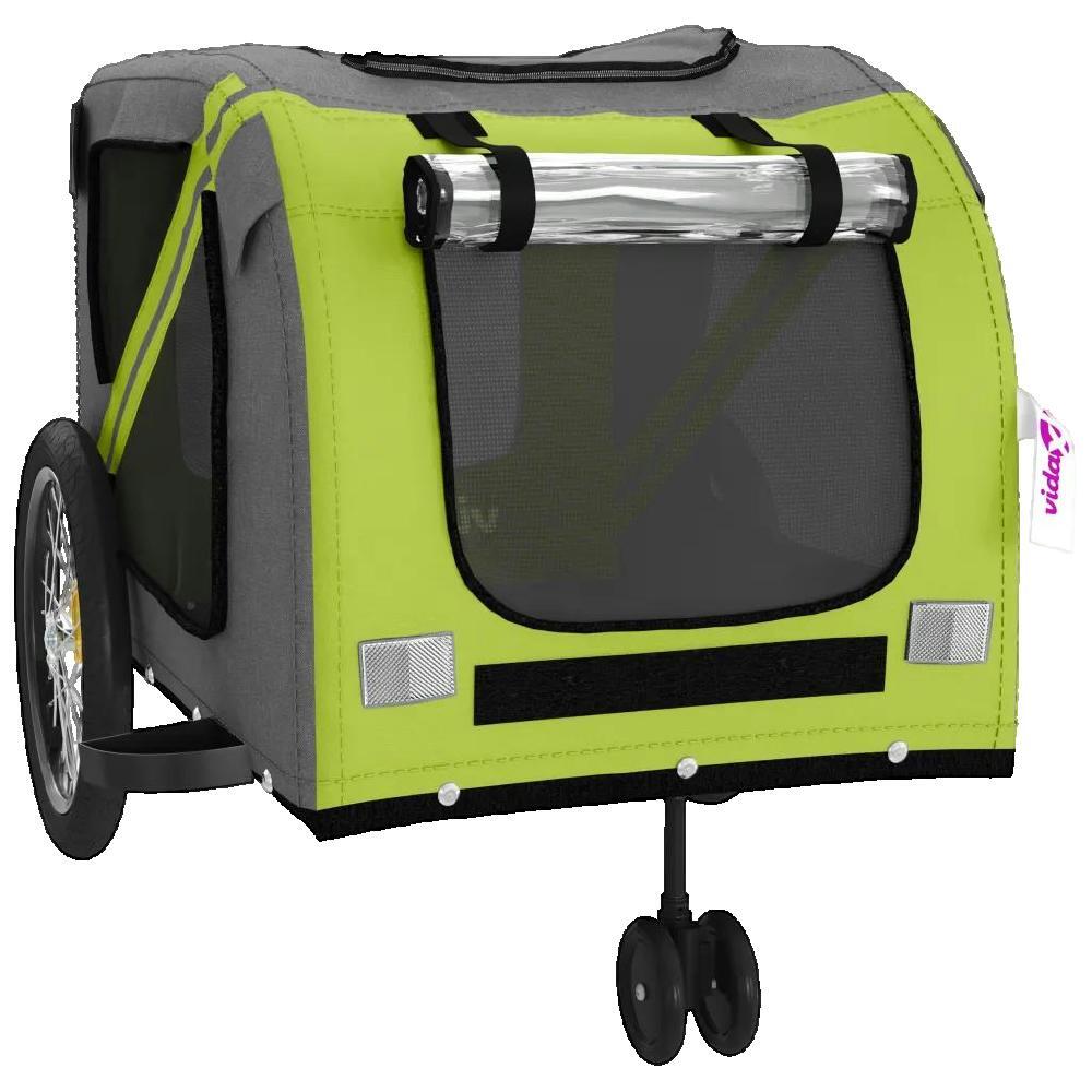 Remorque de vélo vidaXL pour animaux - cadre en fer, vert 2/4