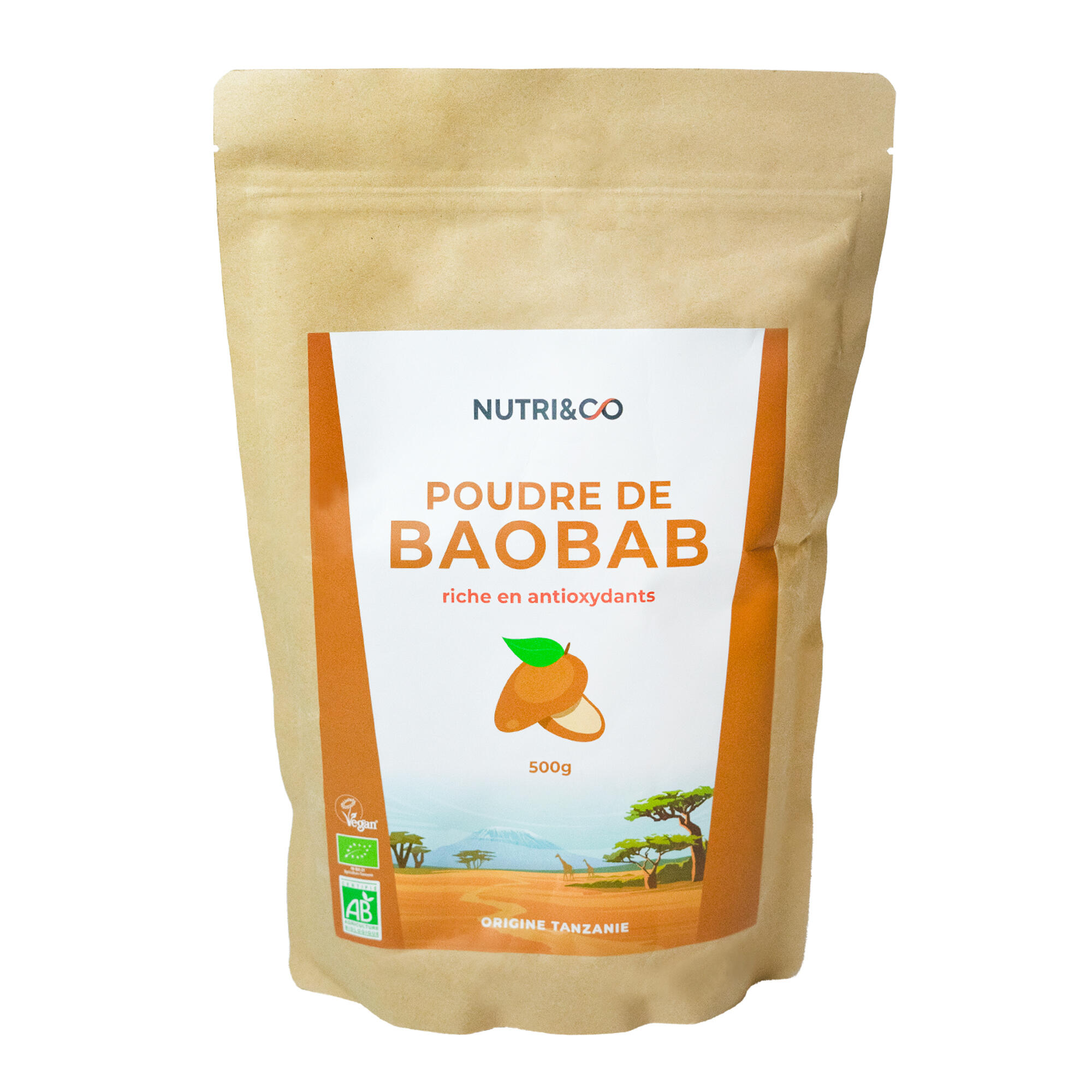 Nutri&co - Poudre De Baobab Bio - 500g - Complément Alimentaire - 0,5 Kg - Decathlon