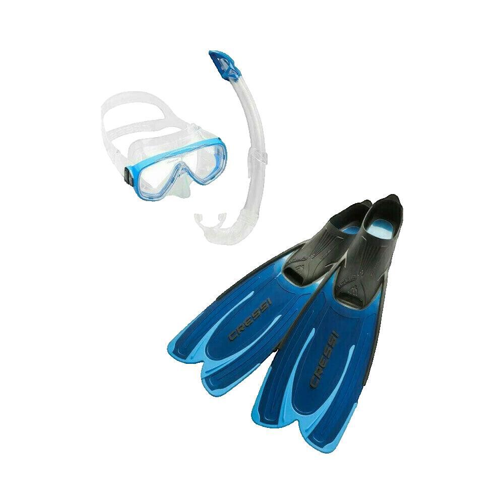 CRESSI Kit de snorkeling Cressi com máscara, tubo e nadadeiras azuis