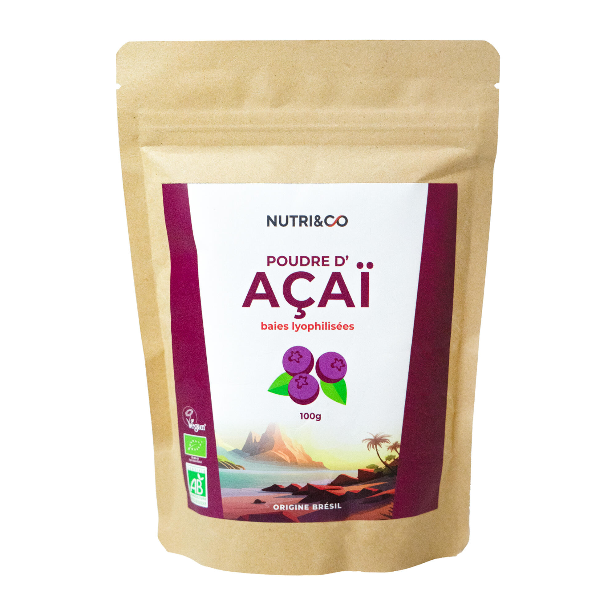 Nutri&co - Poudre D'Acai Bio - 100g - Complément Alimentaire - Decathlon