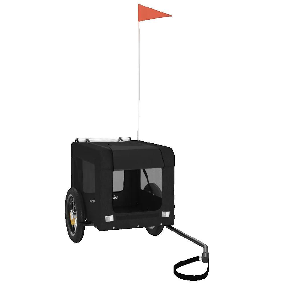Remorque à vélo vidaxl pour animaux, grande cabine noire 3/4