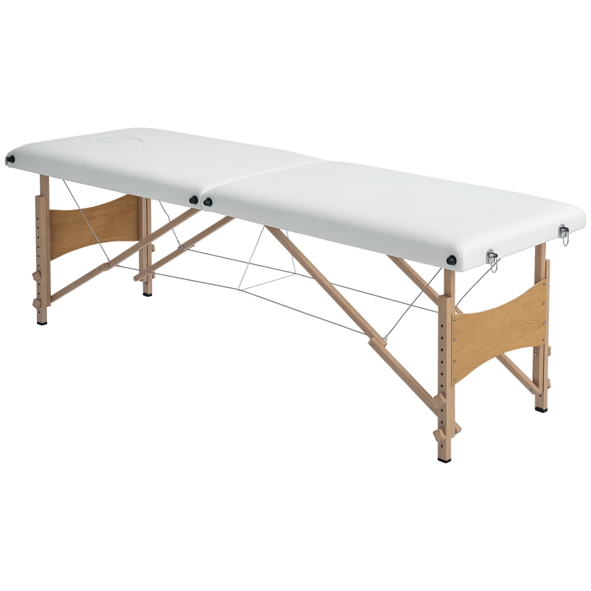 HOMCOM Marquesa de massagem 186x60x58-81 cm creme branco HOMCOM