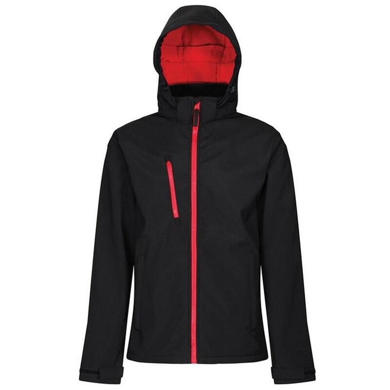 Mens Venturer Hooded Soft Shell Jacket (Black/Classic Red)