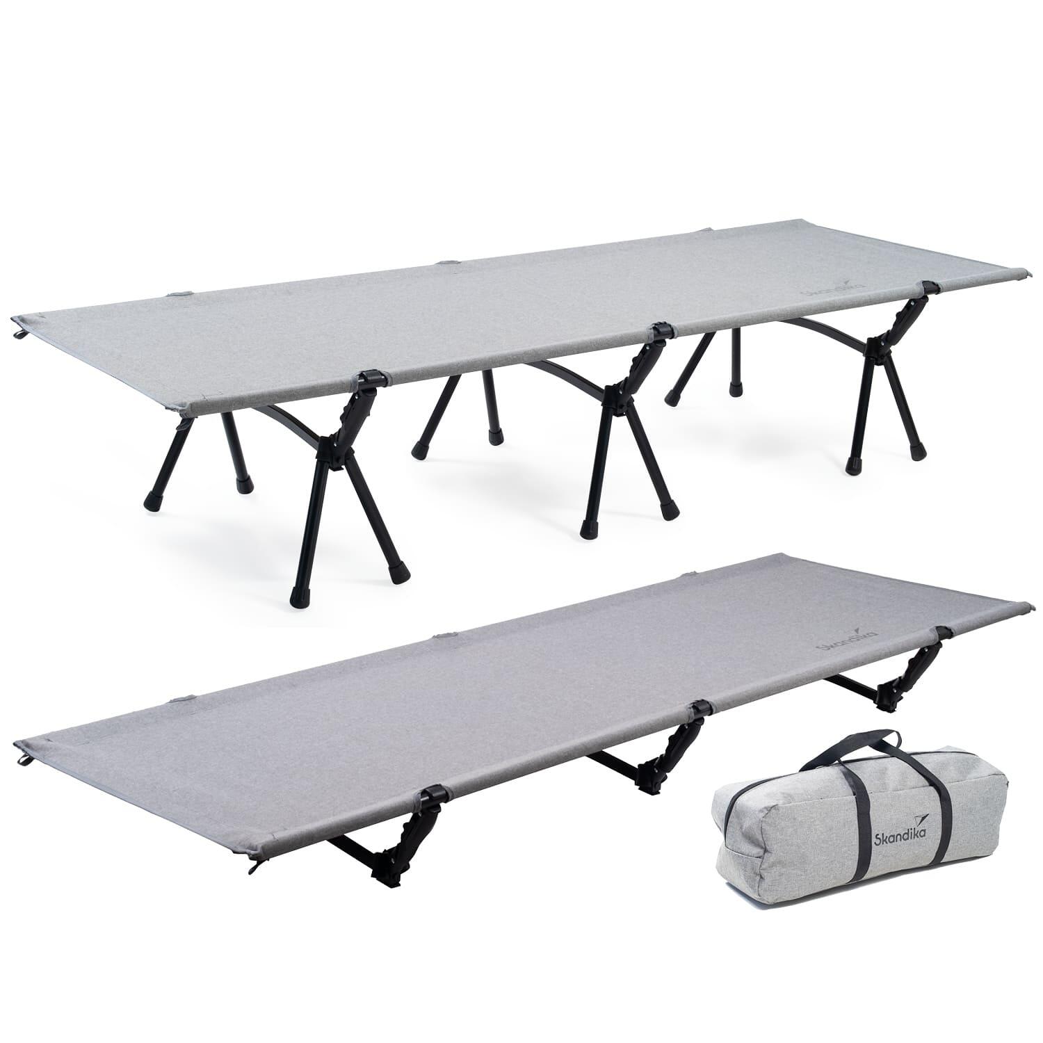 Skandika - Lit De Camp Pliable Svalig - Max. 150 Kg - Pieds Amovibles - 192 × 66 Cm - Lit Pliant - Gris - Taille Unique - Decathlon