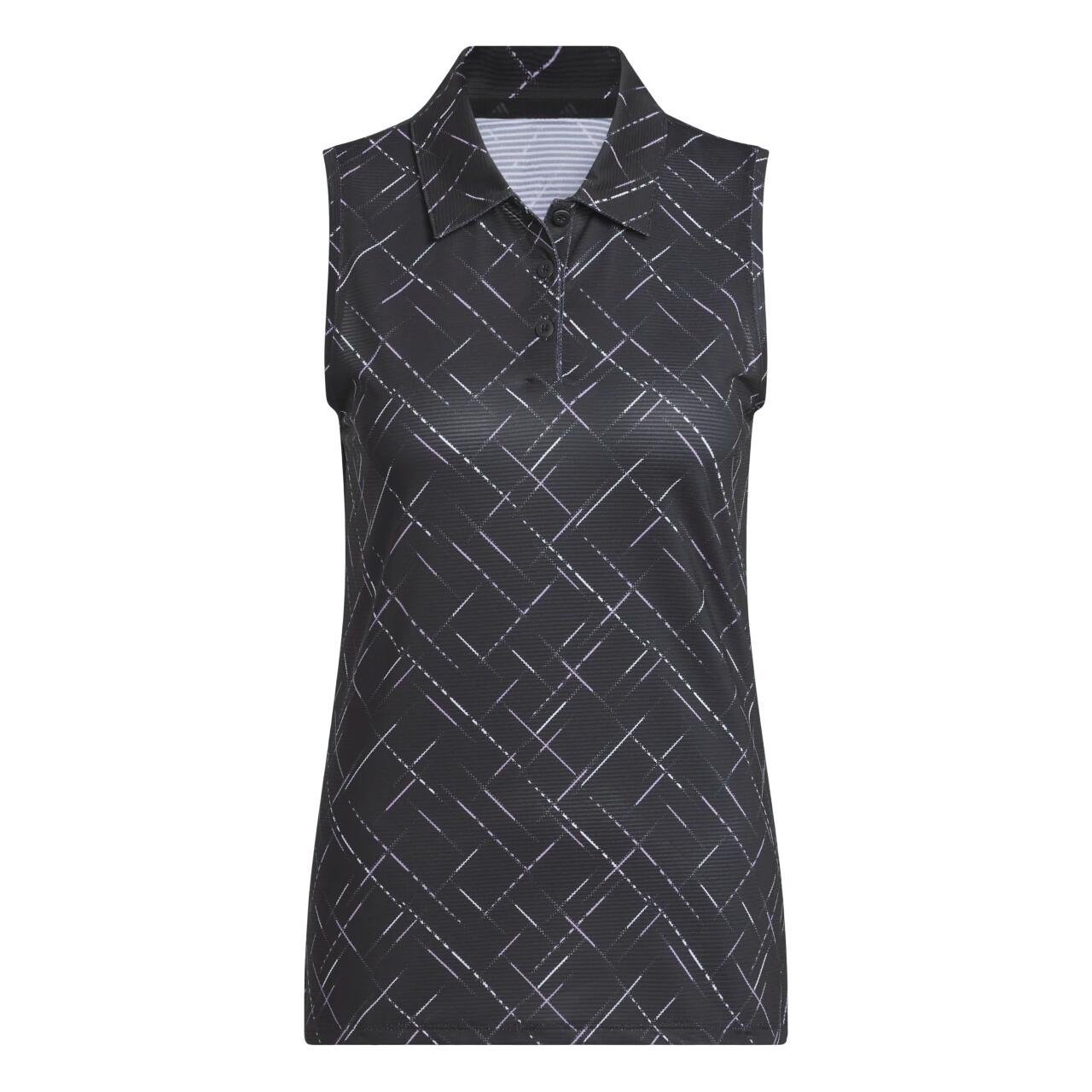Adidas ultimate print, polo sem mangas de golfe para mulher, preto