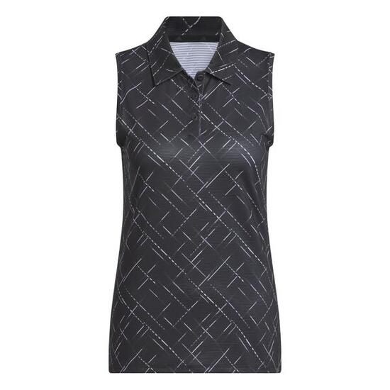 Adidas Ultimate Print Polo da golf senza maniche da donna nero