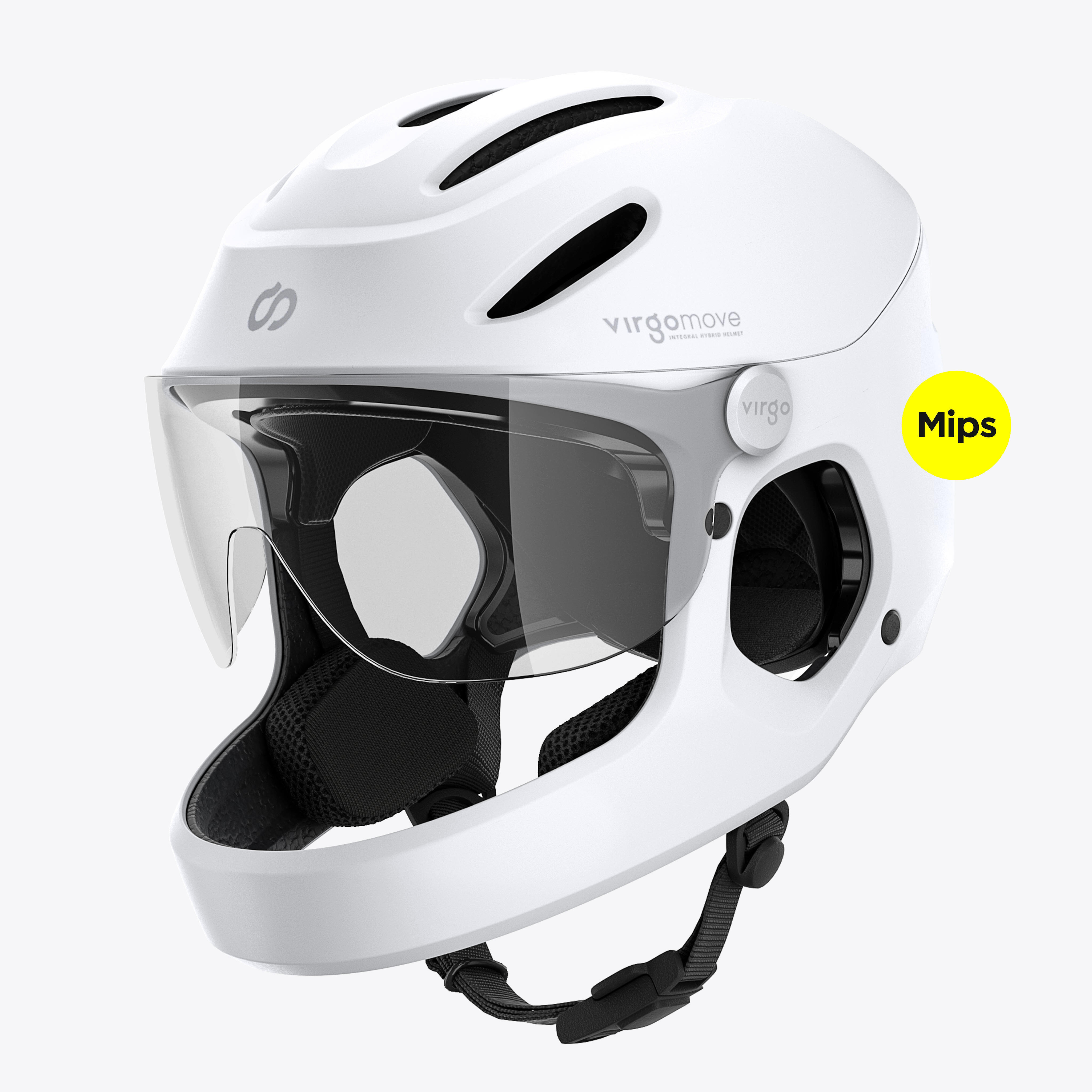 Virgomove - Virgo Integral Mips Blanc - Casque Intégral Urbain Avec Visière Et Phare Arrière - Casque - Blanc|gris - 55-58 Cm - Decathlon