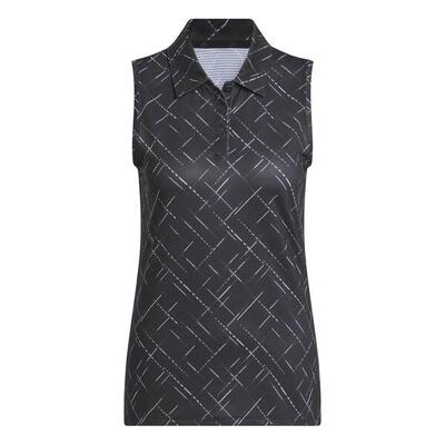 Adidas Ultimate Print, Polo sin Mangas de Golf para Mujer, Negro
