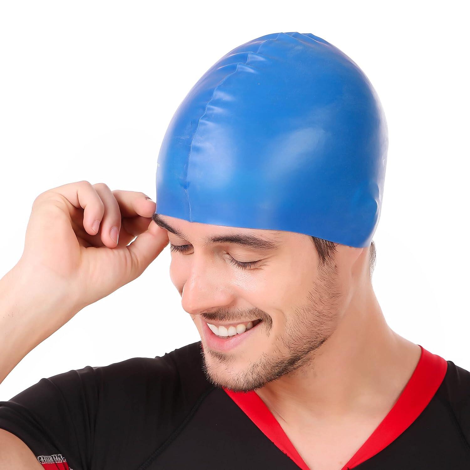 Viva Sports Silikon-Badehaube Blau | Einheitsgröße für Herren & Jungen 3/6