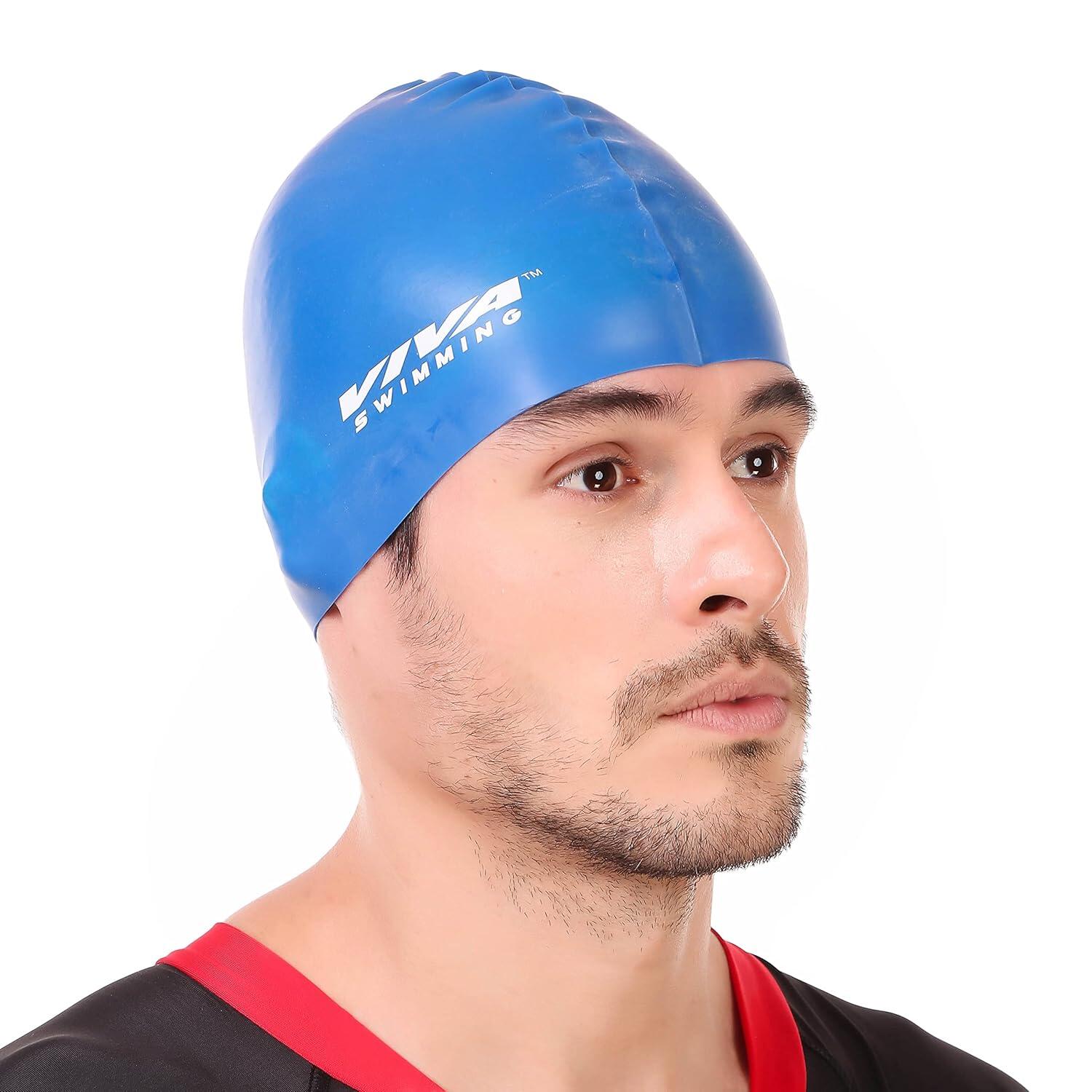 Viva Sports Silikon-Badehaube Blau | Einheitsgröße für Herren & Jungen 2/6