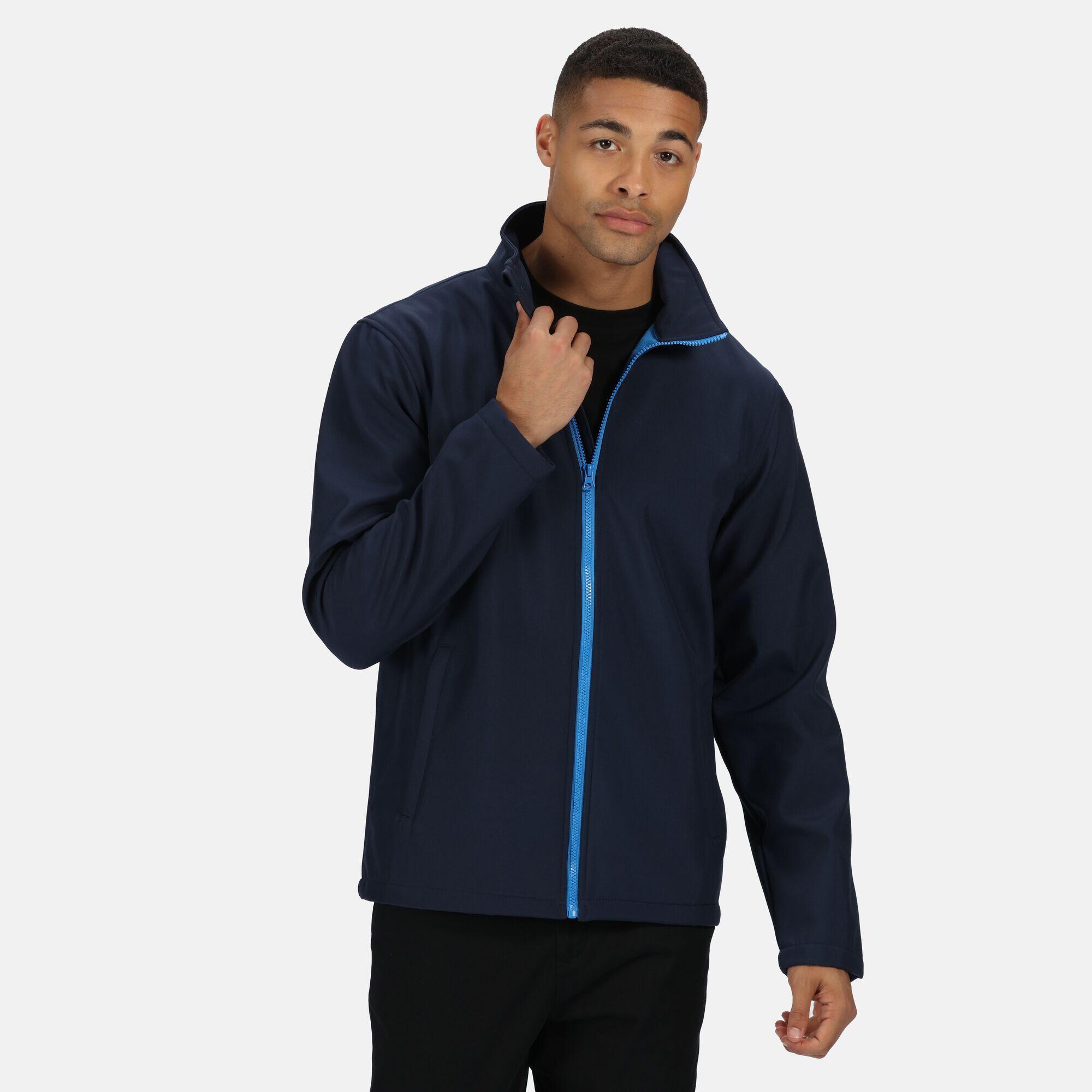 Mens Ablaze Printable Softshell Jacket (Navy/French Blue) 4/5