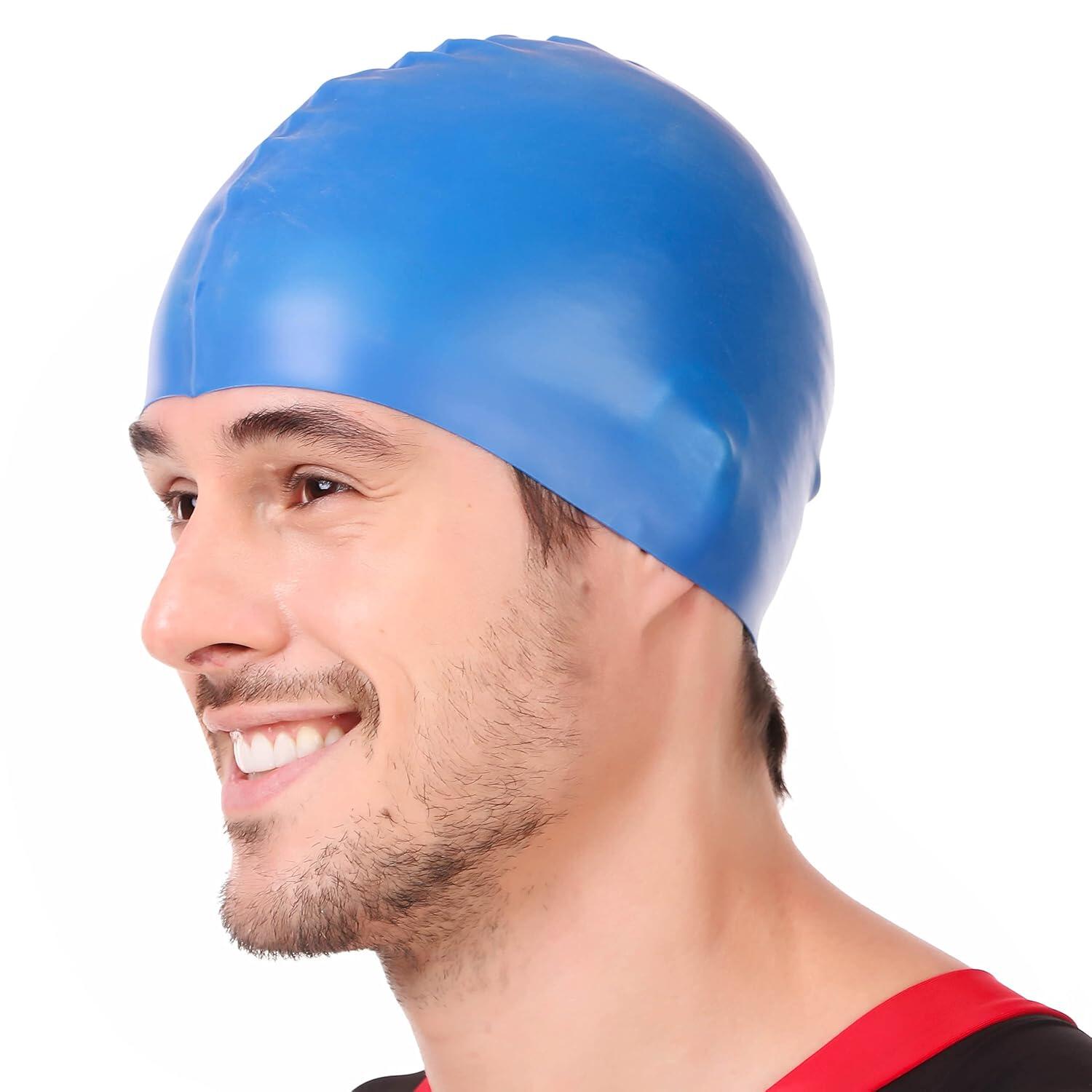 Viva Sports Silikon-Badehaube Blau | Einheitsgröße für Herren & Jungen 4/6