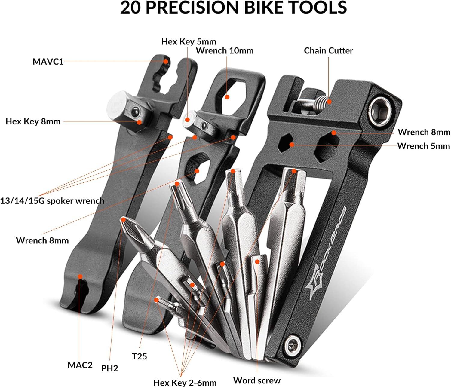 Multiherramienta para bicicleta de acero inoxidable 20 en 1 3/6