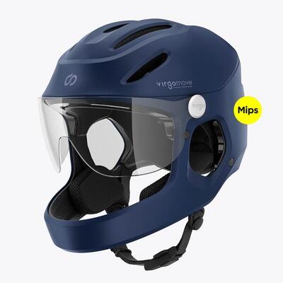 Virgo integral mips blauw - integrale urban-helm met vizier en achterlicht
