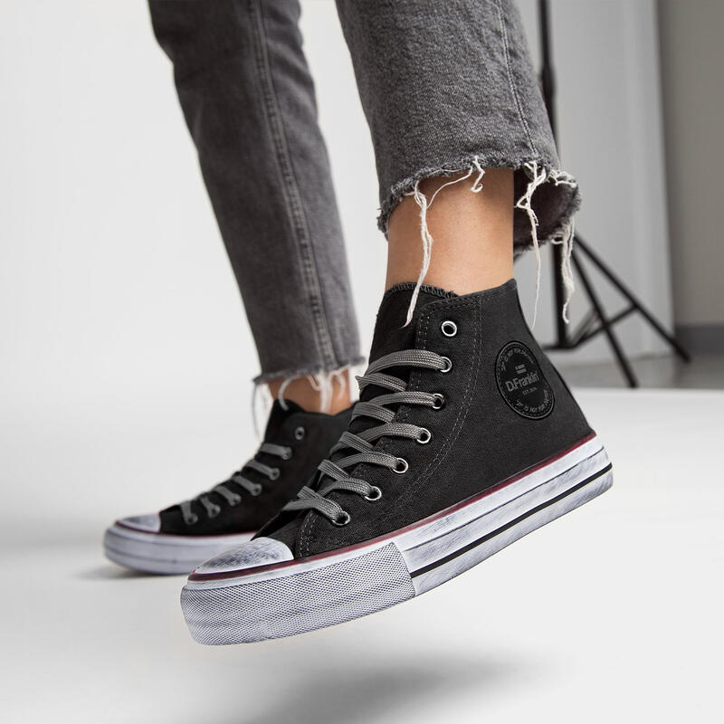 Tenisi femei D.Franklin One Way Canvas Hi Negru 36