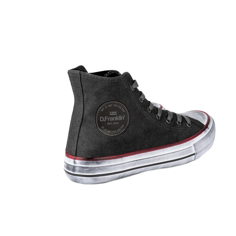 Tenisi femei D.Franklin One Way Canvas Hi Negru 36