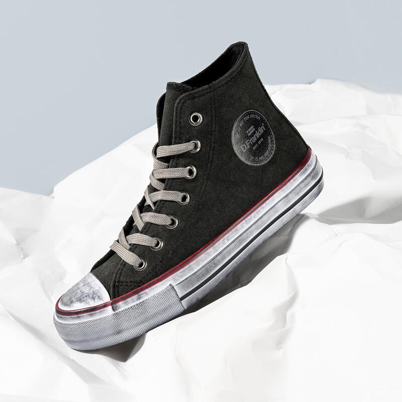 Tenisi femei D.Franklin One Way Canvas Hi Negru 36