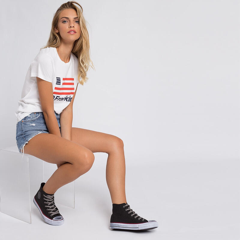 Tenisi femei D.Franklin One Way Canvas Hi Negru 36