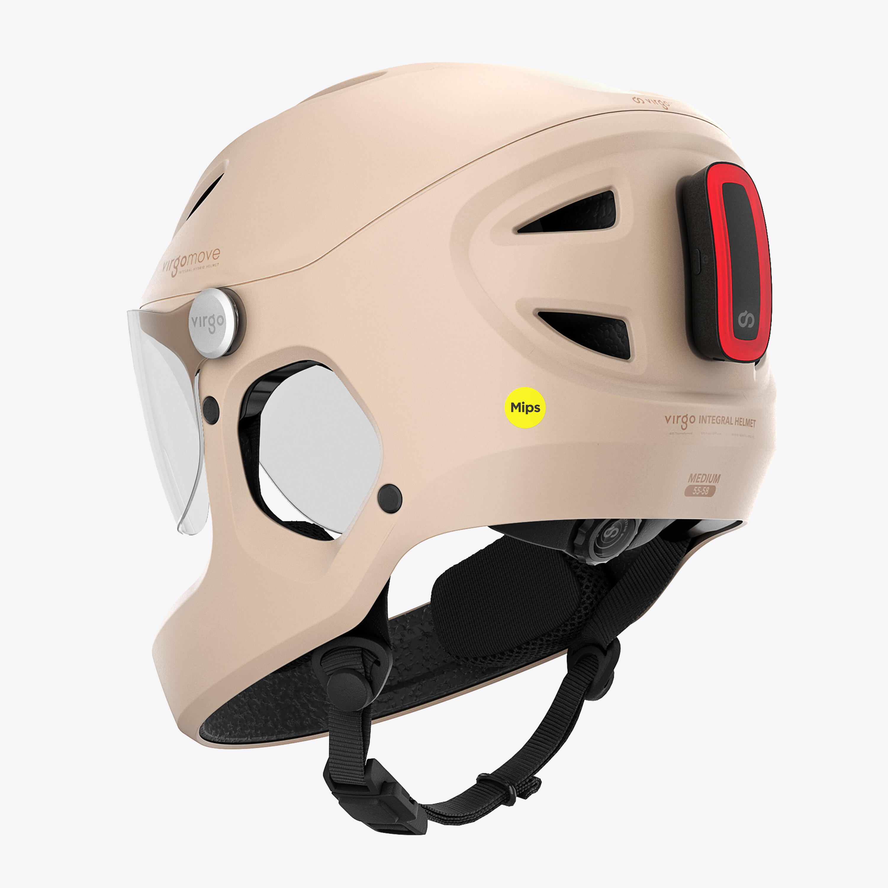 Virgo Integral Mips Champagner - Integralhelm Urban mit Visier und Rücklicht 2/9