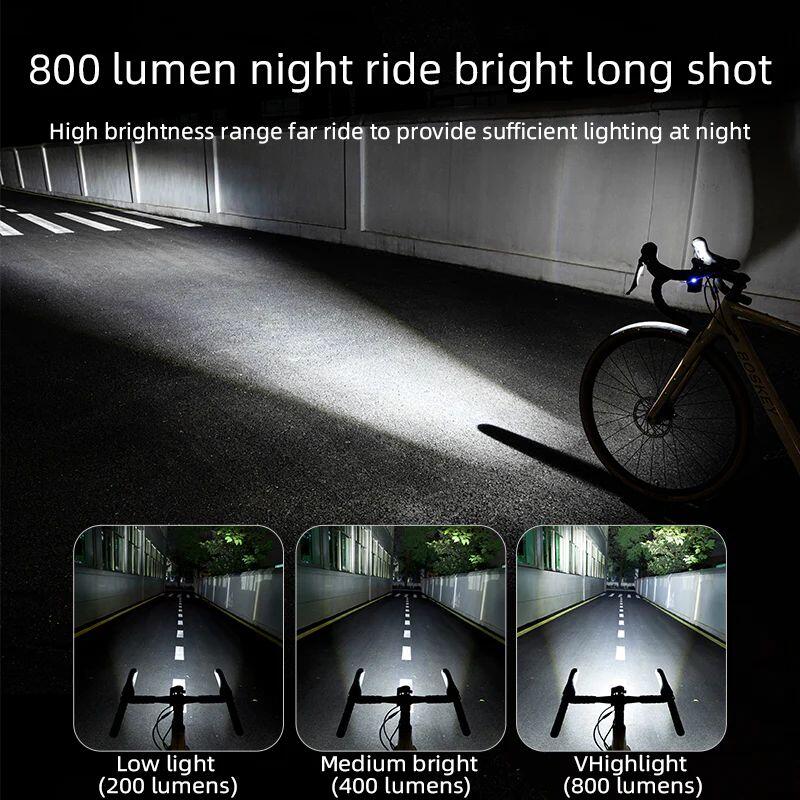 Farol de bicicleta ROCKBROS 800 lúmens, IPX6 5/7