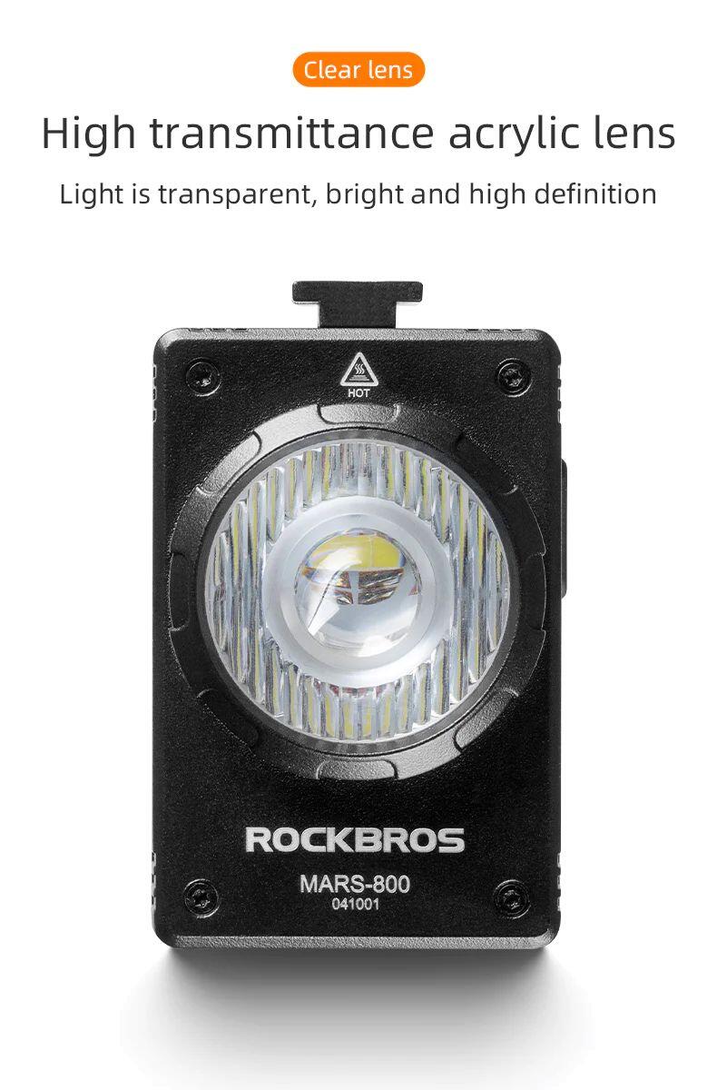 Farol de bicicleta ROCKBROS 800 lúmens, IPX6 4/7