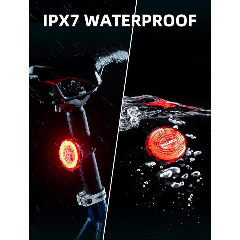 Lumină spată inteligentă pentru bicicletă Frânare automată IPX7 și magnetică